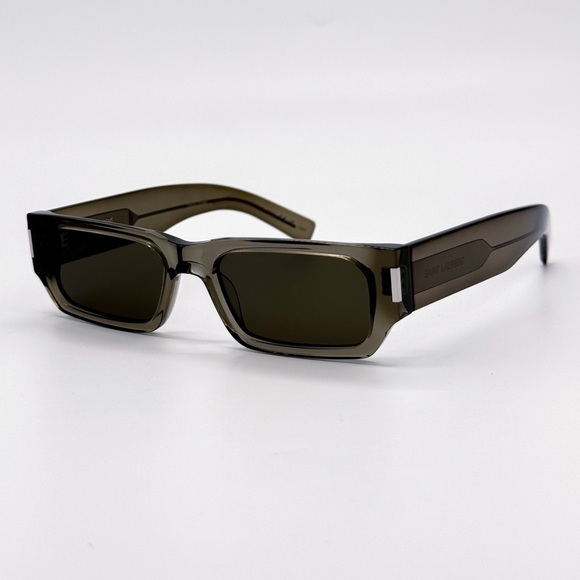 NEW SAINT LAURENT SL660 003 SQUARE GREEN GREY SL 660 003 UNISEX SUNGLASSES